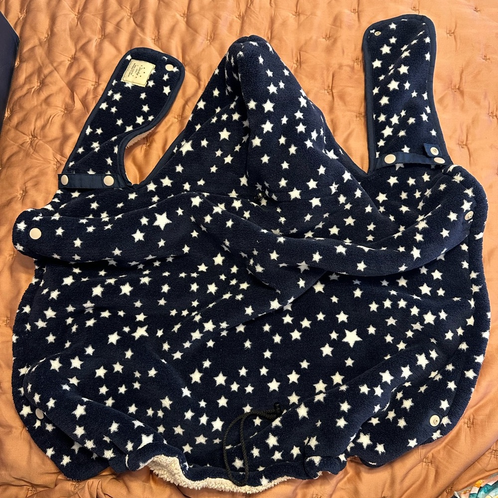 Navy Star hooded sherpa/fleece baby blanket